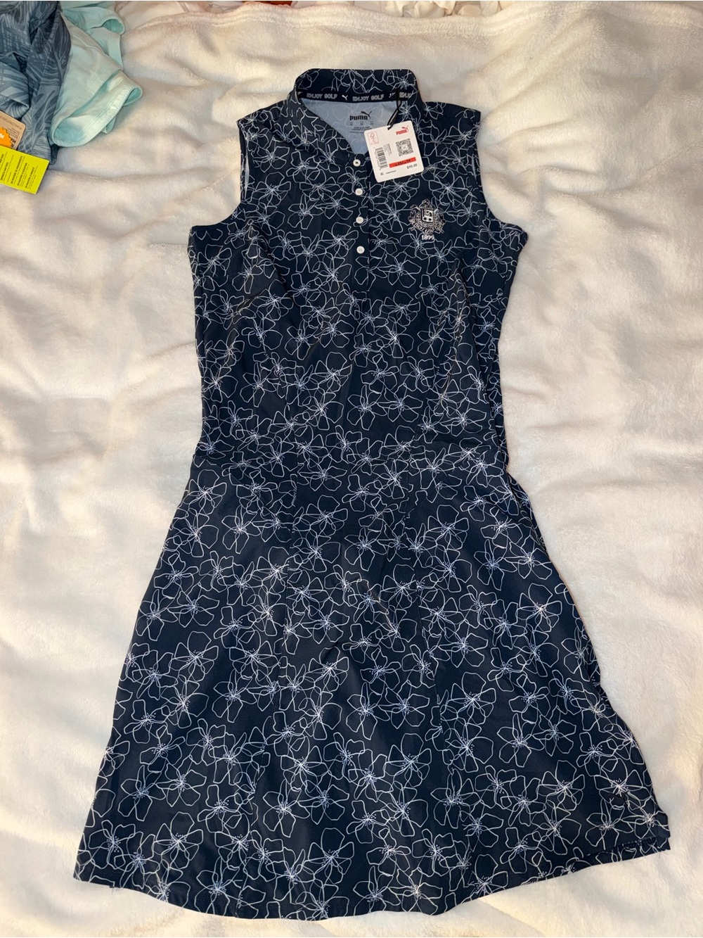 Puma Navy Sleeveless Polo Dress with White Floral Outline